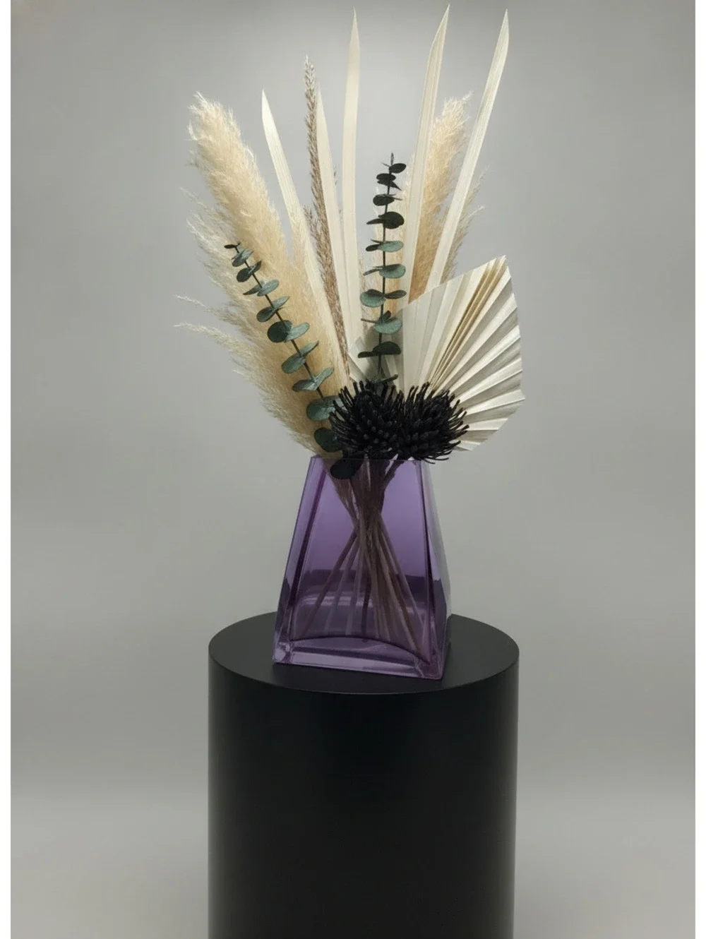 Contemporary Purple Geometric Glass Vase - Minimalist Home Decor